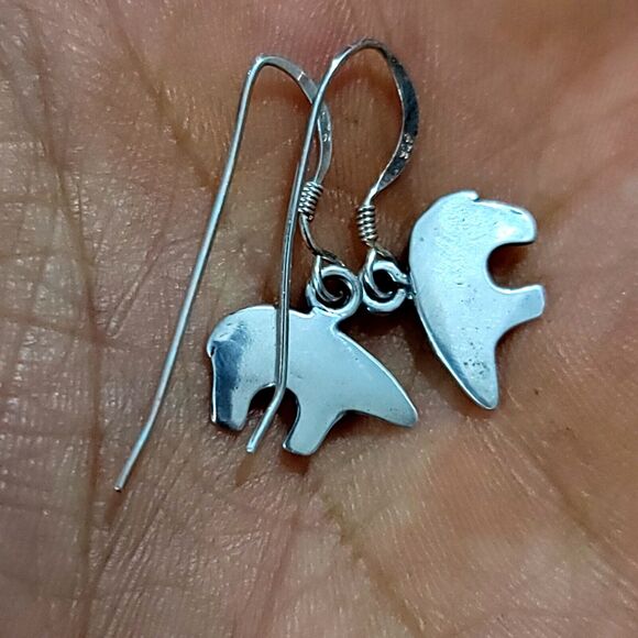 Sterling Silver Southwestern Bear Earrings - Picture 4 of 5